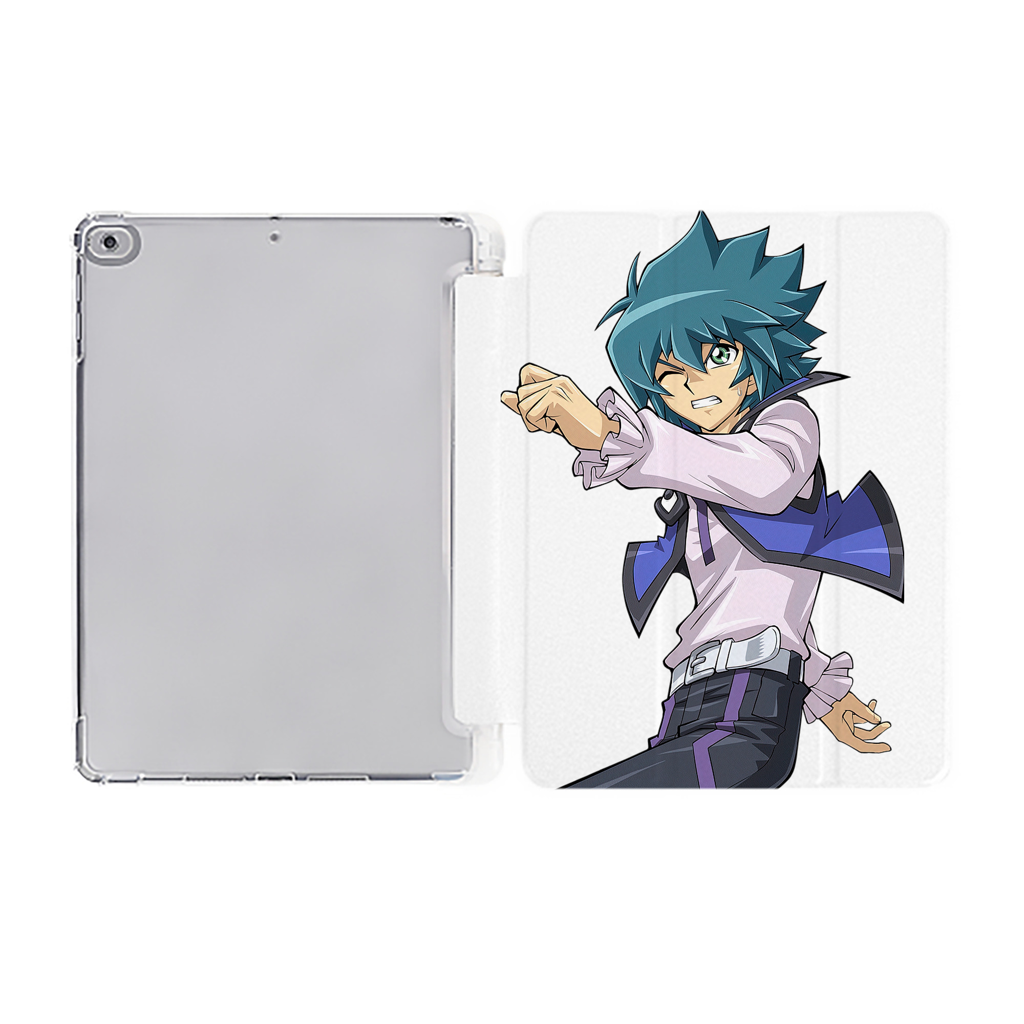 （画像用） 遊☆戯☆王 Yu-Gi-Oh! IPad ケース ペン収納付き 三つ折りスタンド PUレザー×シリコン 対応機種9.5/10.5/10.9インチ